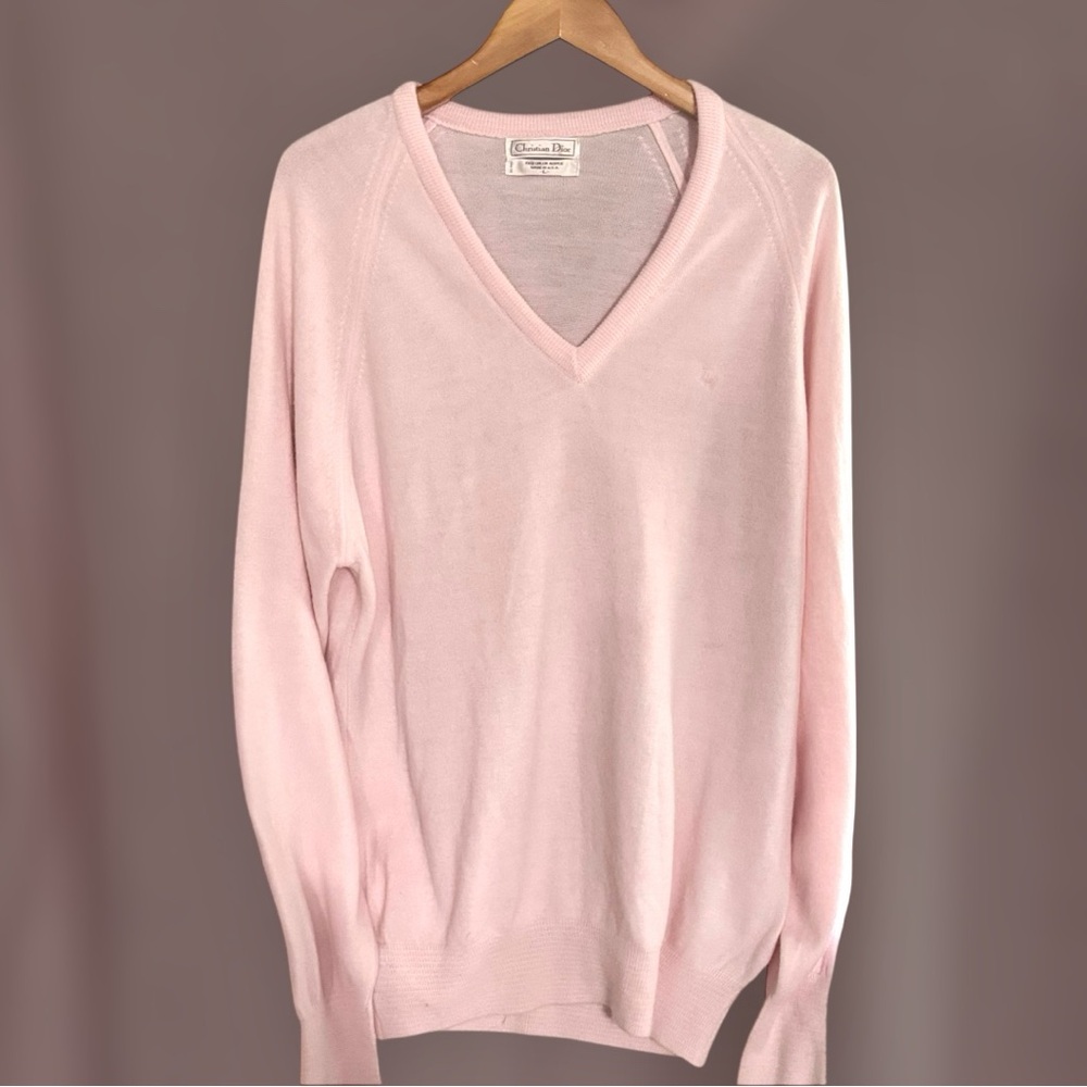 Vintage Christian Dior Orlon Acrylic Sweater Pink Large